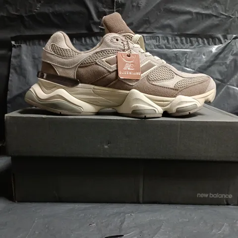 BOXED PAIR OF NEW BALANCE 9060 TRAINERS IN BROWN MULTI SIZE UK 6.5