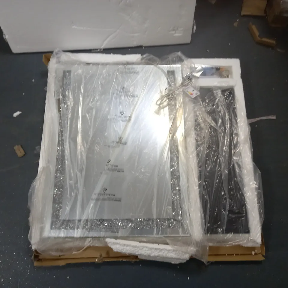 JM BY JULIEN MACDONALD LARGE ENCAPSULATED CRYSTAL LIGHT UP TABLE MIRROR - COLLECTION ONLY