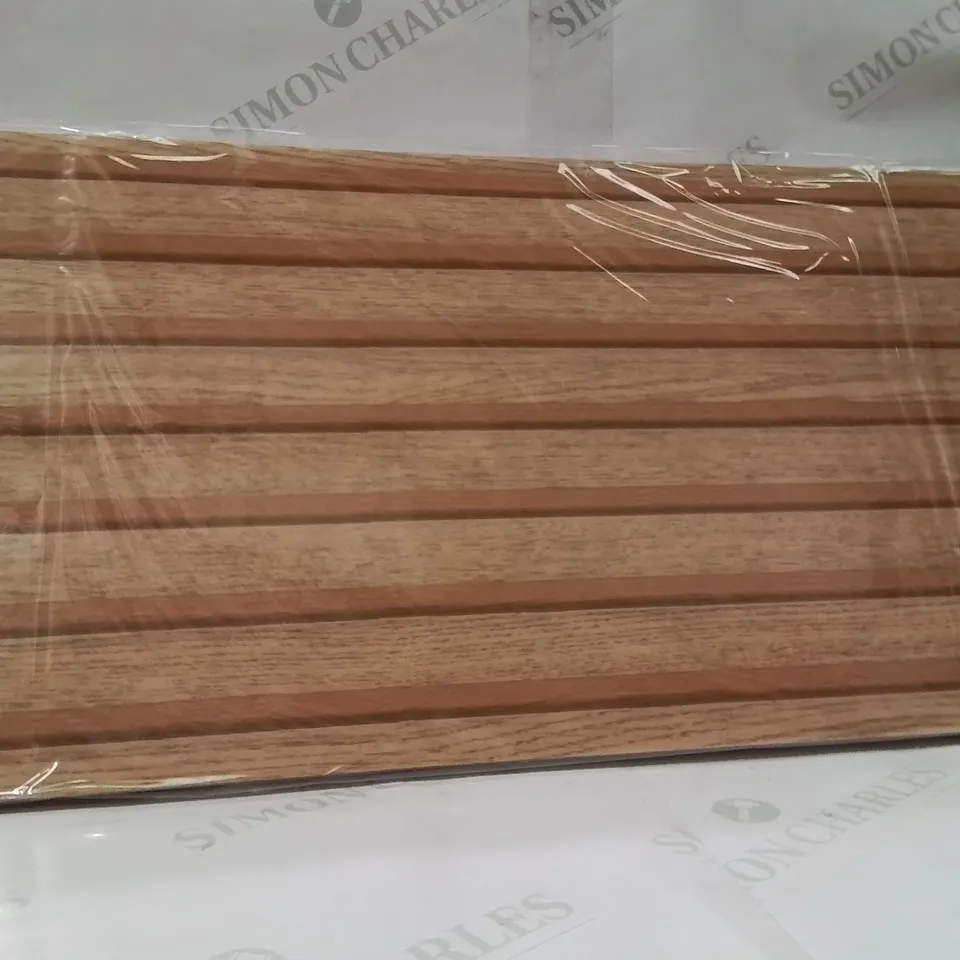BOX CONTAINING APPROXIMATELY 100 SELF ADHESIVE WOOD EFFECT SPLASH BACK WALL COVERINGS 