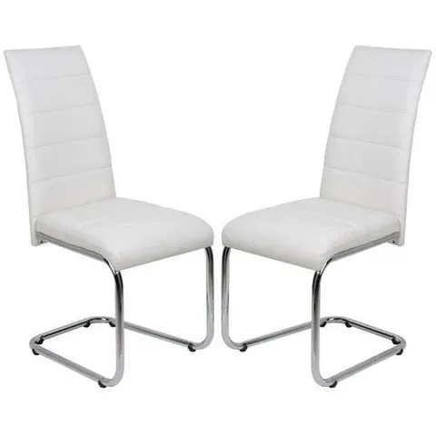 BOXED SET OF 2 DARYL DINING CHAIRS IN WHITE PU LEATHER WITH CHROME BASE (1 BOX)