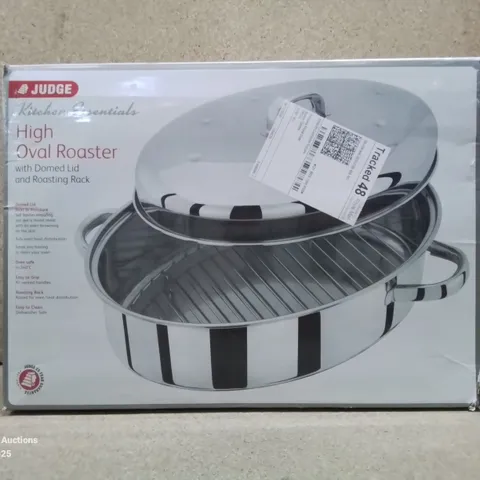 BOXED JUDGE KITCHEN ESSENTIALS HIGH OVAL ROASTER WITH DOMED LID AND ROASTING RACK