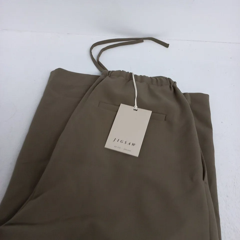 JIGSAW TAILORED DRAWSTRING TROUSERS – GREEN, UK 8