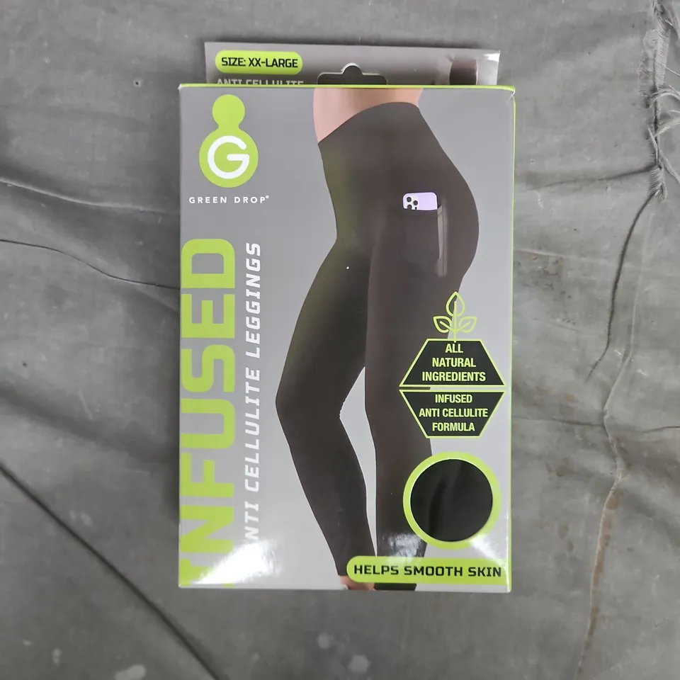 BOXED GREEN DROP INFUSED ANTI CELLULITE LEGGINGS IN BLACK - XXL