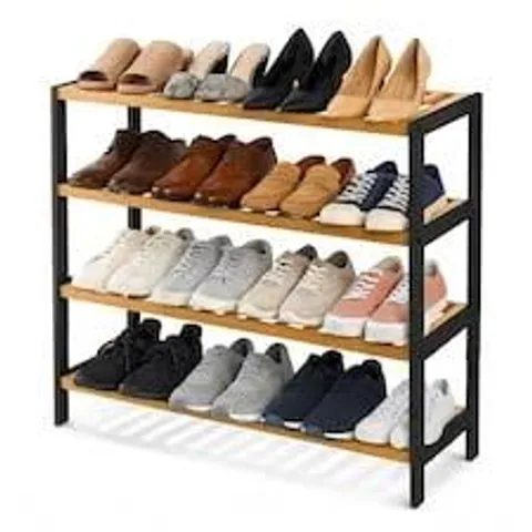 NEO BLACK/NATURAL 4-TIER BAMBOO SHOE RACK