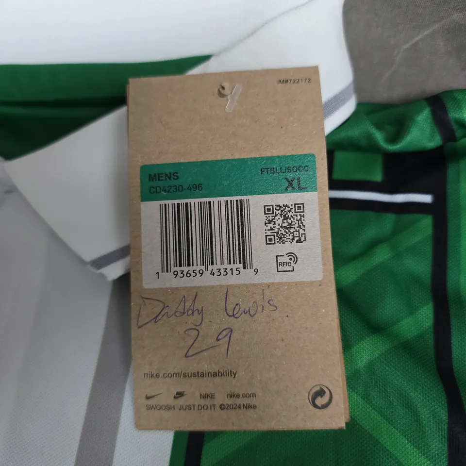 NIKE NIGERIA FOOTBALL FEDERATION JERSEY (DADDY LEWIS #29 – MEN'S XL – GREEN/WHITE WITH CREST