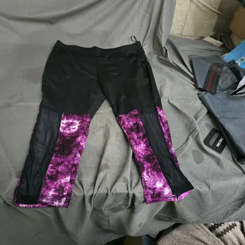 WOMEN'S LEGGINGS – BLACK WITH PURPLE TIE-DYE PANELS