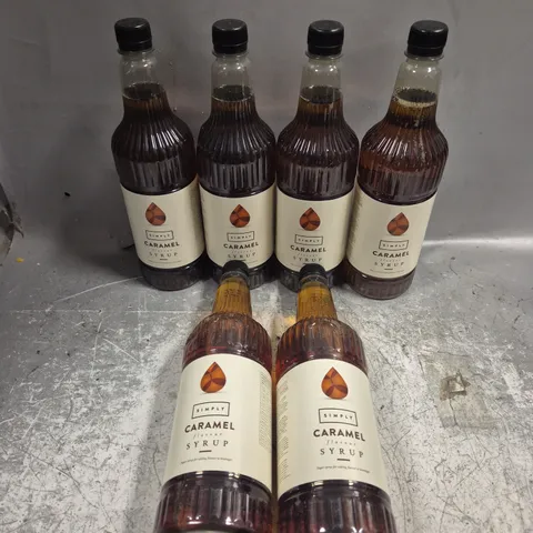 6 X SIMPLY CARAMEL FLAVOUR SYRUP BOTTLES - 6 X 1L