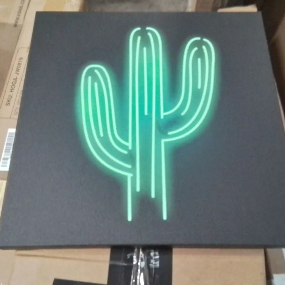 BOXED NEON GLOWING CACTUS PLANT LIGHT SIGN