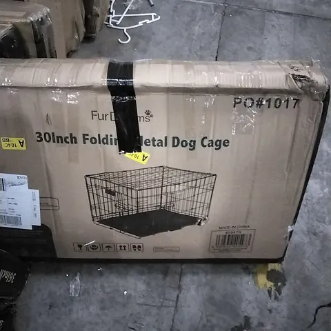 BOXED FURDREAMS 30 INCH METAL FOLDING DOG CAGE 