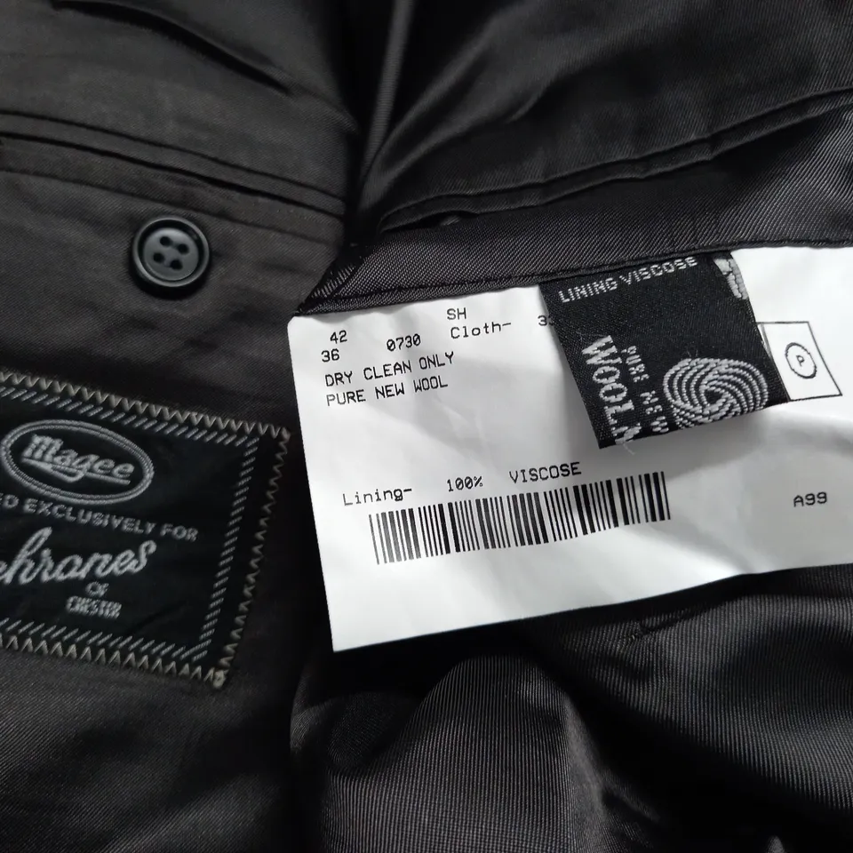 MAGEE COCHRANES BLACK STRIPE PURE NEW WOOL BLAZER - SIZE UNSPECIFIED