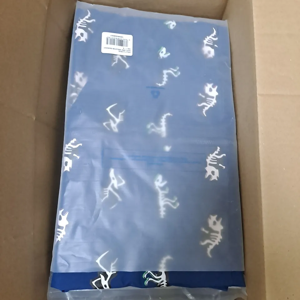 BOX OF APPROXIMATELY 9 HOLLY AND BEAU COLOUR CHANGING RAINCOATS - DARK BLUE DINOSAUR SKELETON - SIZES MAY VARY