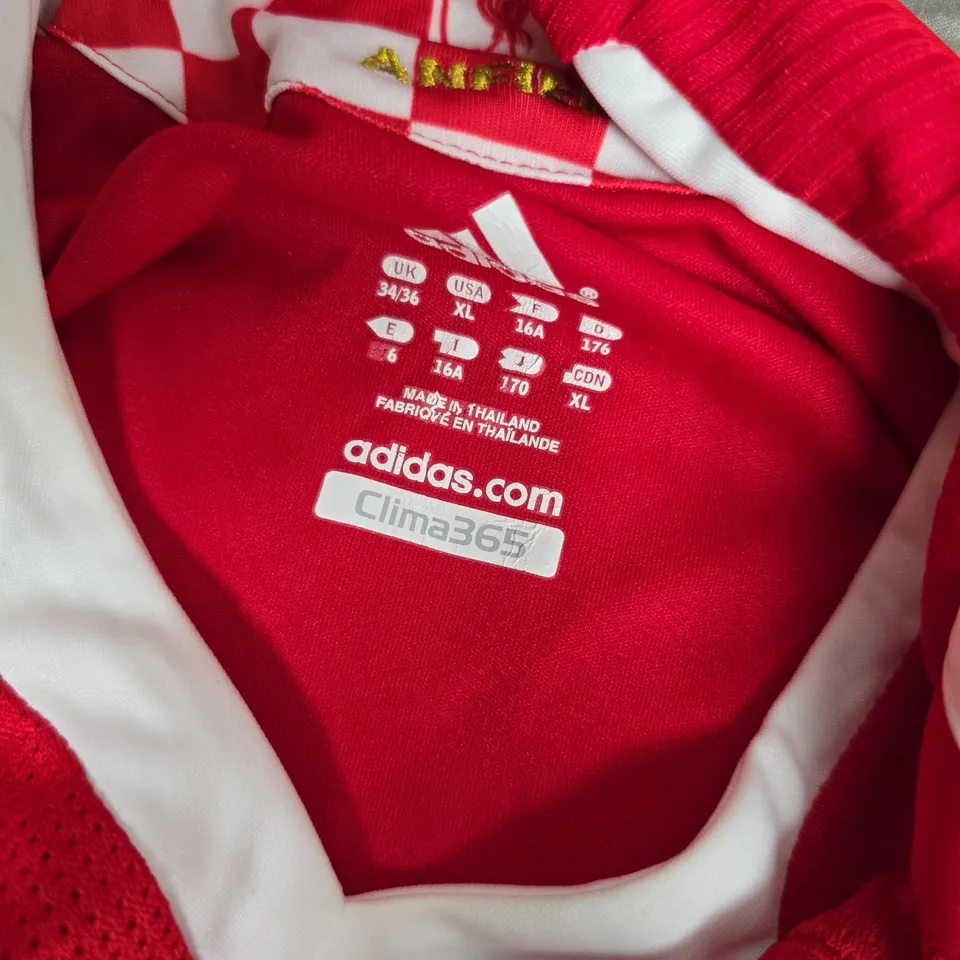 LIVERPOOL FC ADIDAS CLIMA365 FOOTBALL SHIRT – RED HOME KIT WITH CARLSBERG SPONSOR (UK 34/36, US XL)