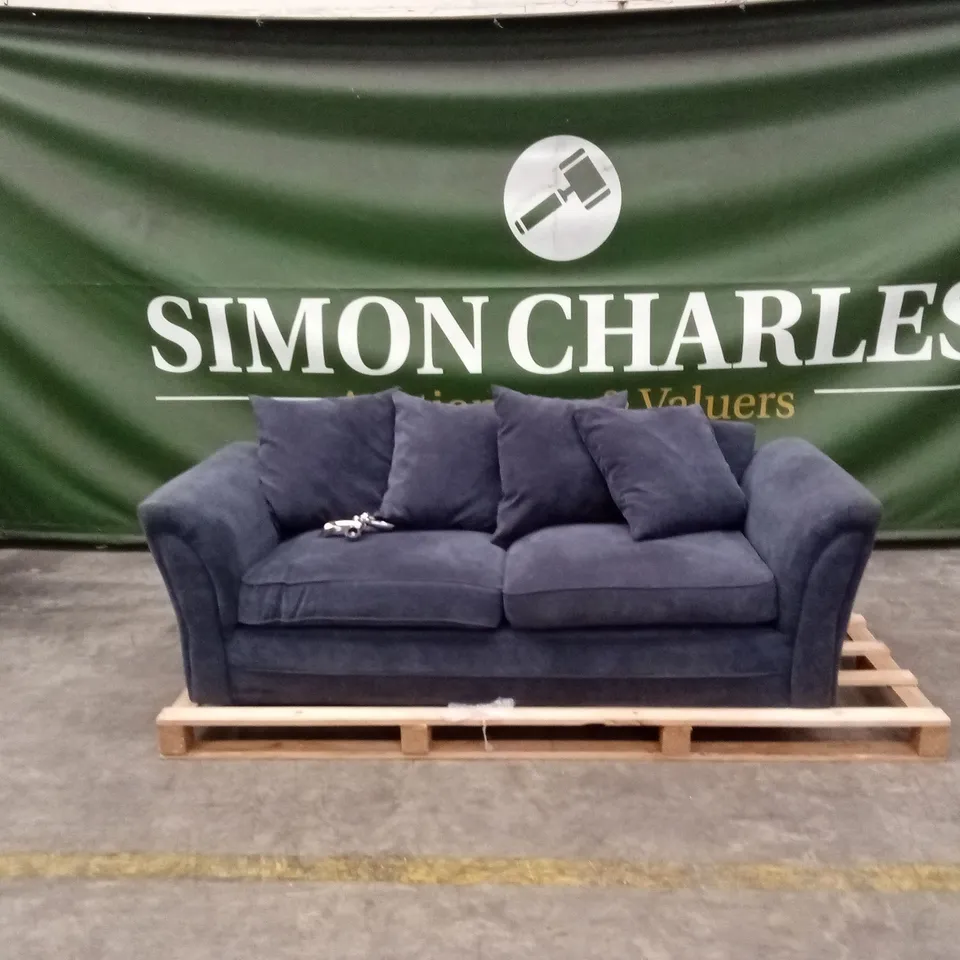 DURY FABRIC 3 SEATER SCATTER BACK SOFA - BLUE RRP £499