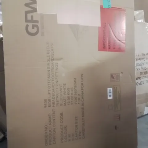 BOXED BASSO UPHOLSTERED SIDE LIFT OTTOMAN BED (2BOXES)