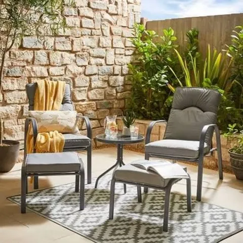 BOXED MONACO 2-SEATER RECLINING SET WITH FOOTSTOOLS