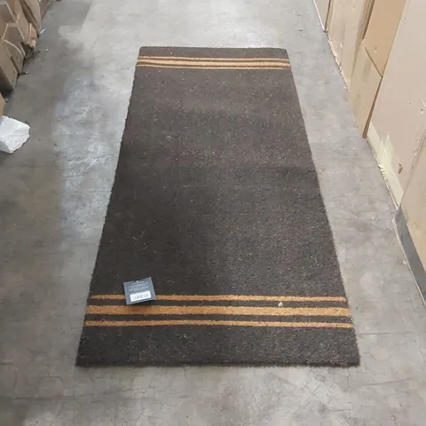 TRIPLE STRIPE DOUBLE DOORMAT - COIR, CHARCOAL 125 x 55cm