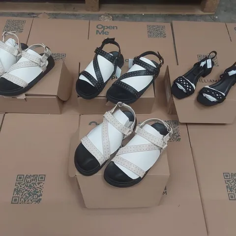 PALLET CONTAINING APPROXIMATELY 165x ASSORTED BRAND NEW DESIGNER SHOES INCLUDING: SIMPLY BE SANDALS, JD WILLIAMS SHOES ECT
