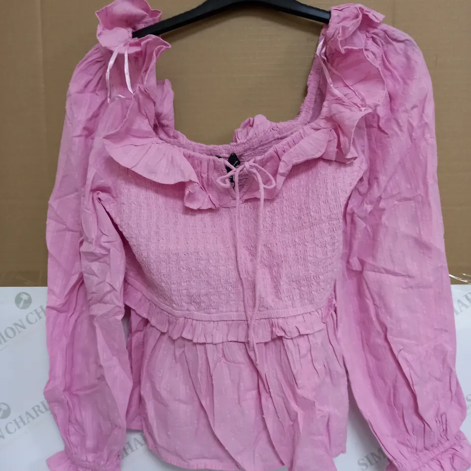 NOBODYS CHILD ARIEL TOP IN WOVEN PINK - SIZE 12