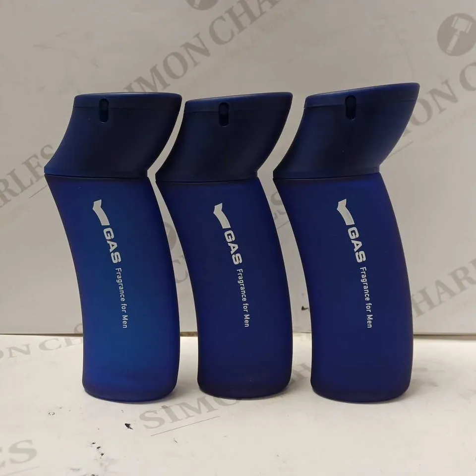 LOT OF 3 BOTTLES OF GAS FOR MEN FRAGRANCE - 100ML, TESTER