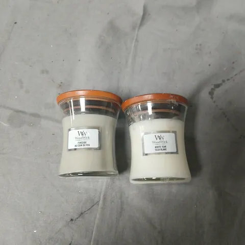 2 X WOODWICK SCENTED CANDLES IN GLASS JARS 