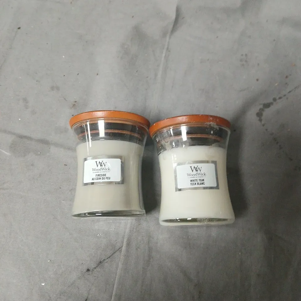 2 X WOODWICK SCENTED CANDLES IN GLASS JARS 