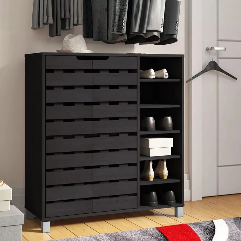 BOXED 24 PAIR SHOE STORAGE CABINET