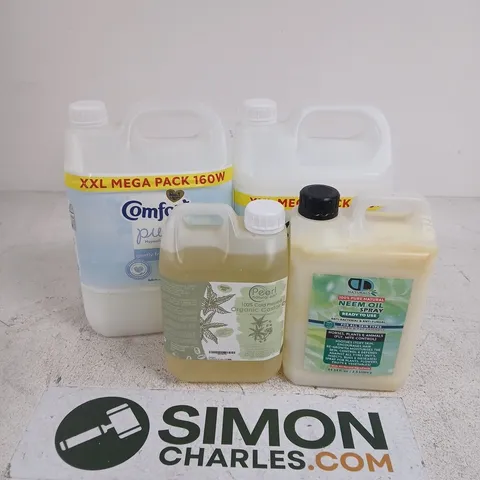 APPROXIMATELY 4 ASSORTED LARGE LIQUIDS TO INCLUDE COMFORT PURE, PEARL ORGANIC CASTOR OIL, NEEM OIL - COLLECTION ONLY