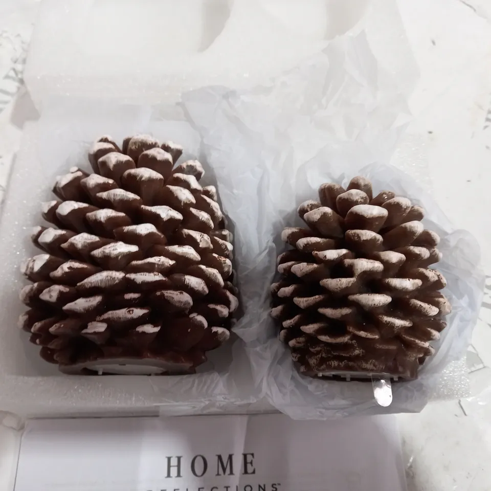 HOME REFLECTIONS SET OF 2 PINECONE FLAMELESS CANDLES