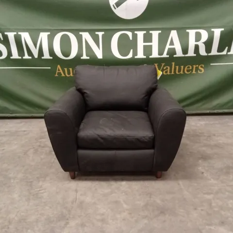 SHAY ITALIAN LEATHER ARMCHAIR - BLACK