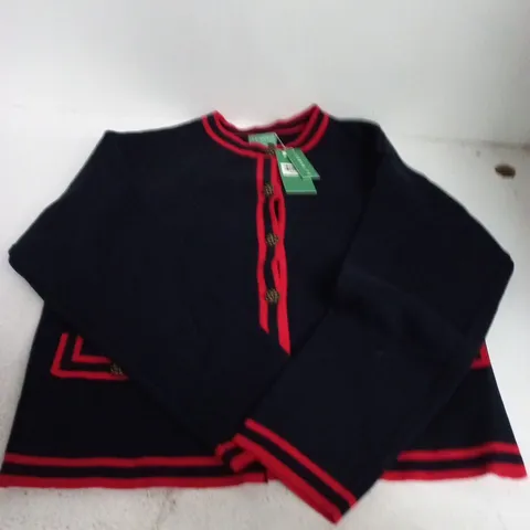 LA MAREY NAVY CARDIGAN WITH RED TRIM – UK SIZE L (LA MAREY)