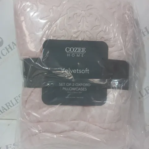 BOXED COZEE HOME VELVETSOFT SET OF 2 OXFORD PILLOWCASES IN PALE PINK