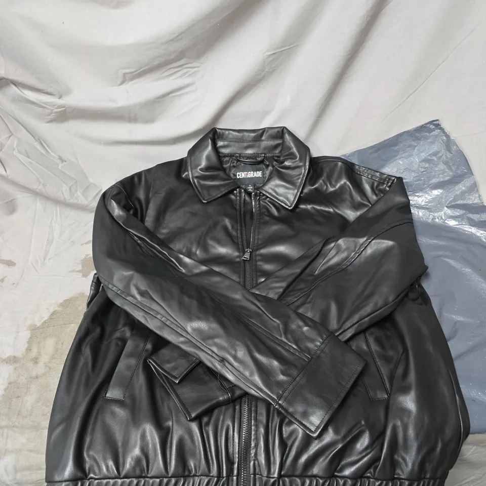 CENTIGRADE BLACK LEATHER-LOOK JACKET – MEN’S, SIZE M