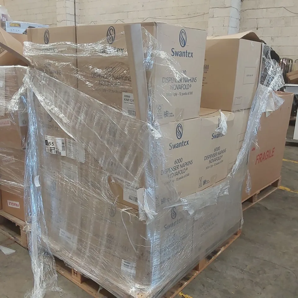 PALLET CONTAINING APPROXIMATELY 100,000 BRAND NEW SWANTEX NOVAFOLD DISPENSER NAPKINS