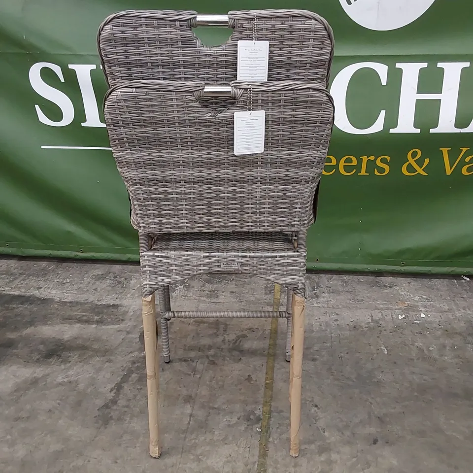 PAIR OF PORTO PATIO BAR STOOLS IN GREY