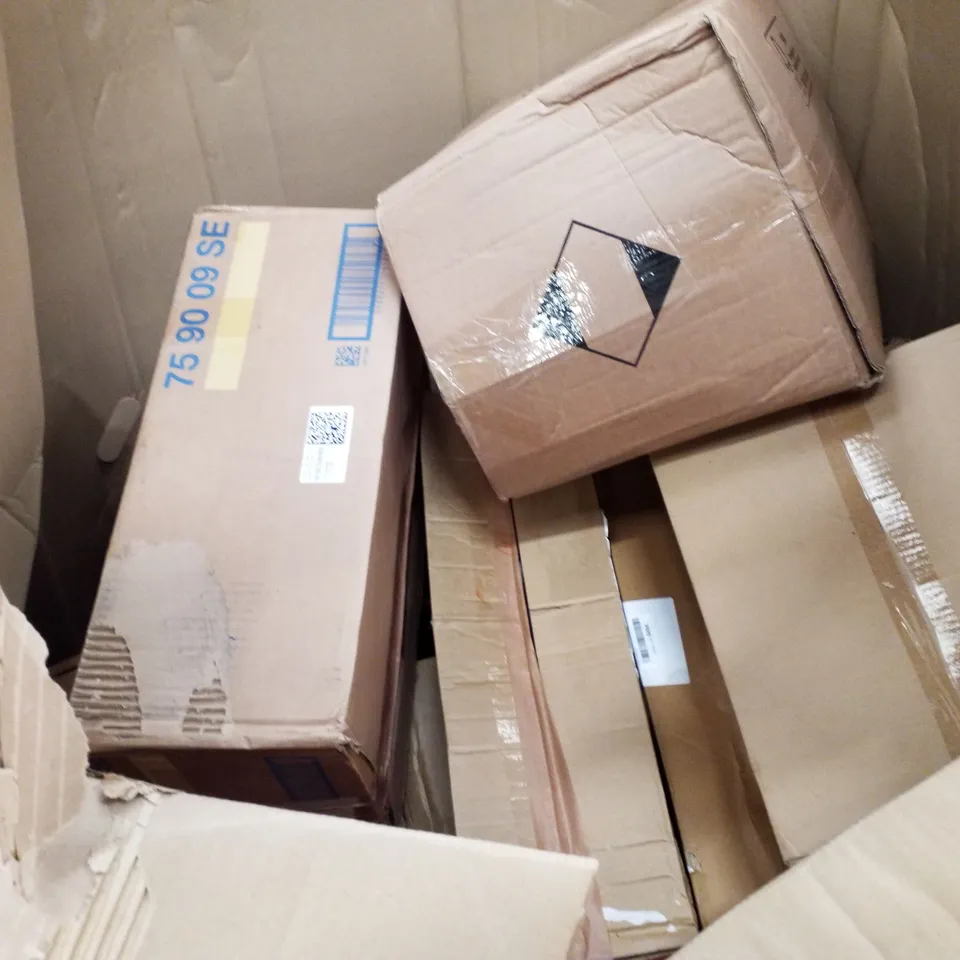 PALLET OF ASSORTED PRODUCTS INCLUDING CEILING FAN, STEAM CLEANER, KNITTING MACHINE, STAINLESS STEEL FAUCET