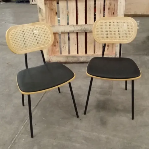 SET OF 2 MODERN RATTAN DINING CHAIRS