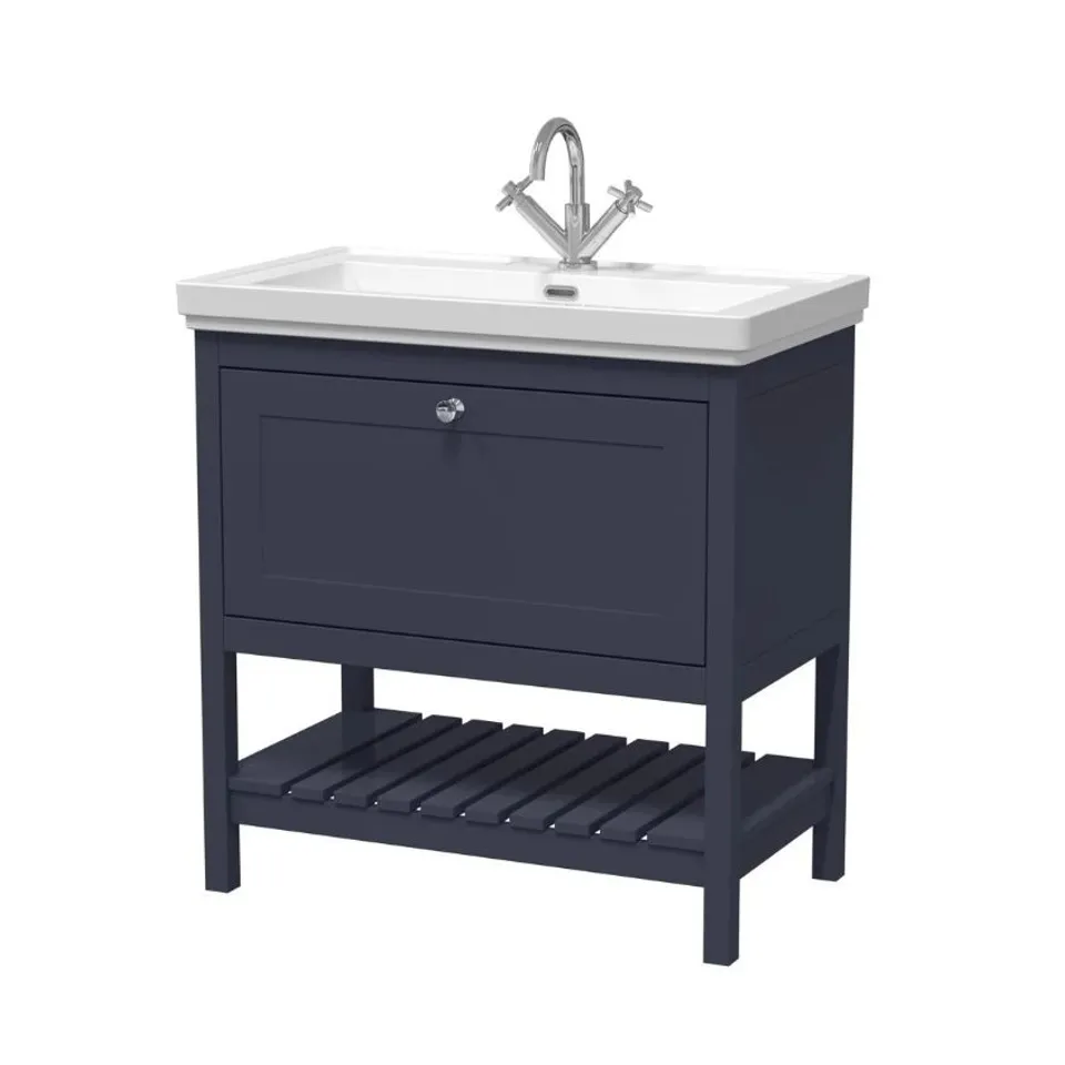 BOXED HUDSON REED BEXLEY INDIGO BLUE VANITY UNIT 800mm // UNIT ONLY, NO BASIN