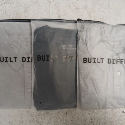SET OF APPROXIMATELY 10 ASSORTED BUILT DIFFERENT T-SHIRTS/SHIRTS IN VARIOUS COLOURS AND SIZES