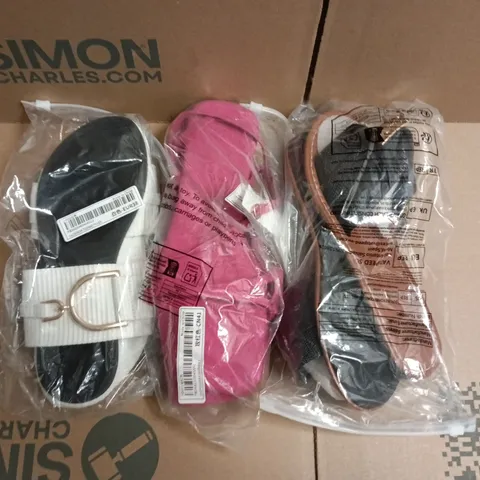 BOX OF APPROXIMATELY 15 ASSORTED PAIRS OF SHOES AND FOOTWEAR ITEMS IN VARIOUS COLOURS, STYLES, AND SIZES - COLLECTION ONLY