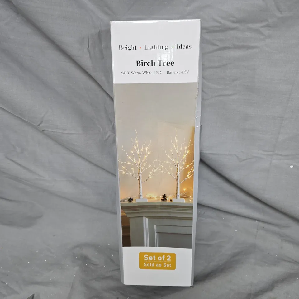 BIRCH TREE LED LIGHT DECORATION – SET OF 2 (WARM WHITE)