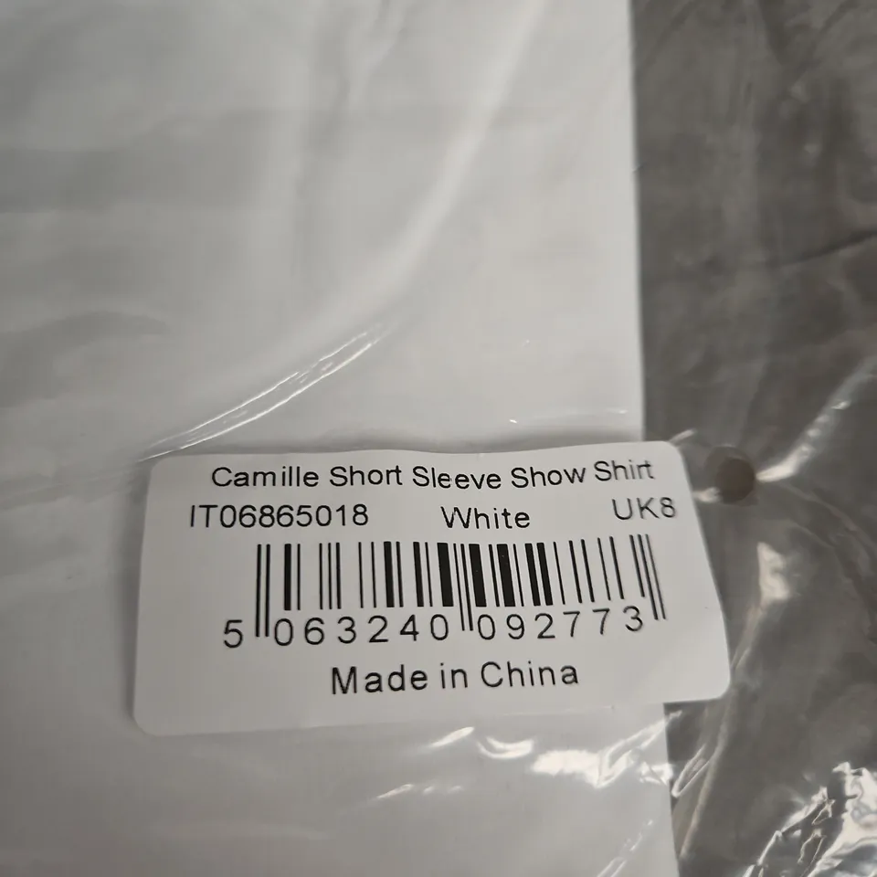 LE MIEUX  CAMILLE SHORT SLEEVE SHOW SHIRT – WHITE - SIZE 8