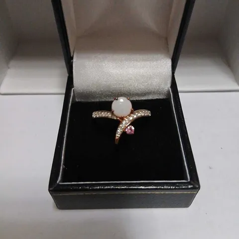0.38CT AUSTRALIAN OPAL PINK SAPPHIRE & 0.16CT DIAMOND RING 9CT ROSE GOLD 