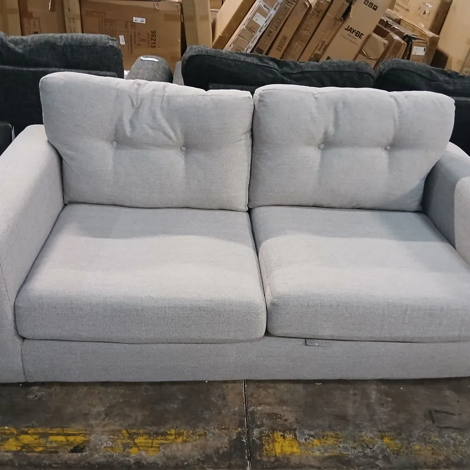 PRENT GREY FABRIC THREE SEATER HIGH BACK SOFA