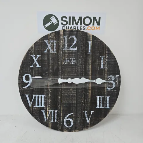 DECORATIVE ROUND WALL CLOCK WITH WOOD PLANK DESIGN