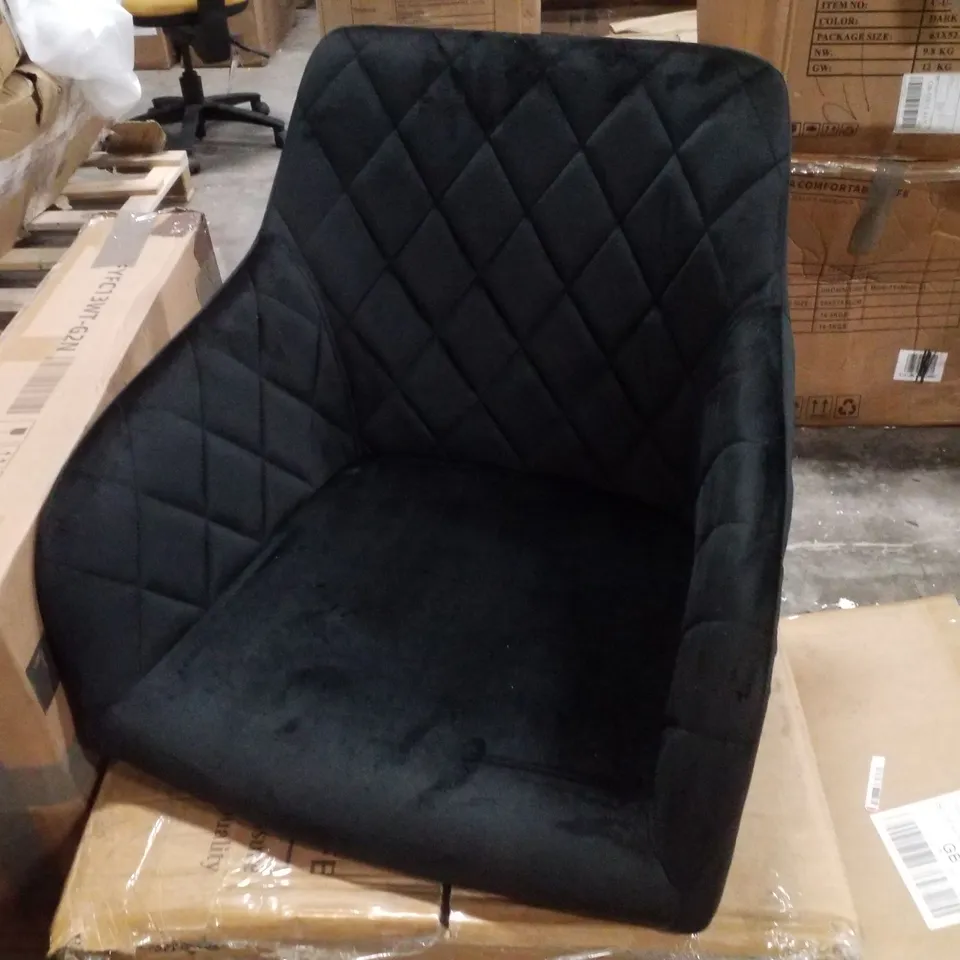 BOXED MOREE SET OF TWO BLACK VELVET DINING CHAIRS