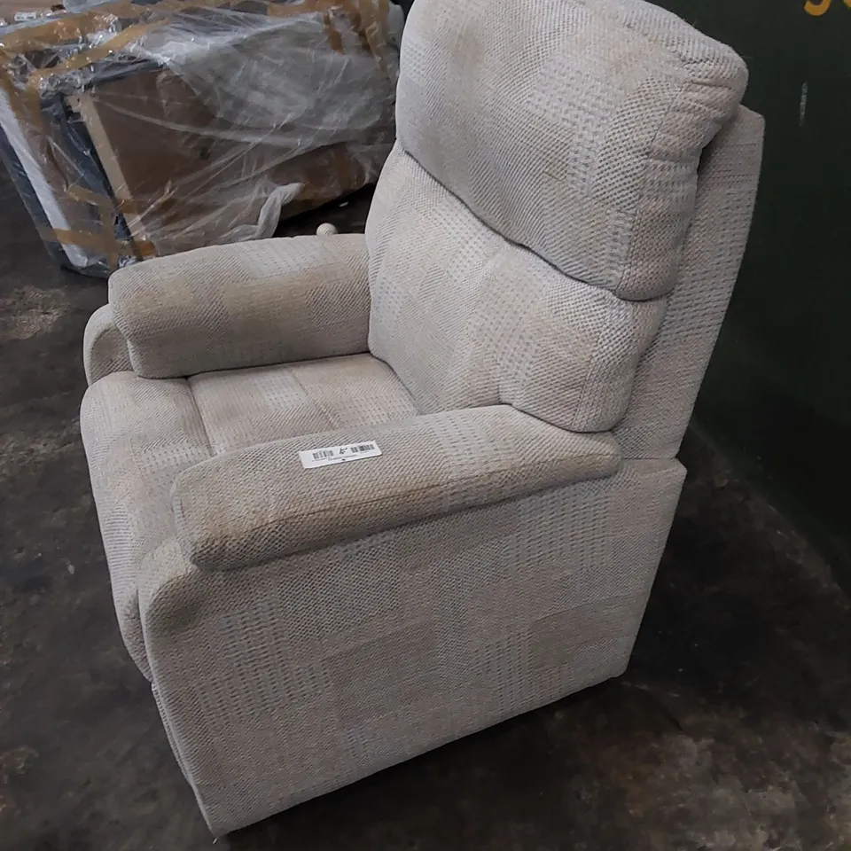 DESIGNER FABRIC BEIGE ARMCHAIR 