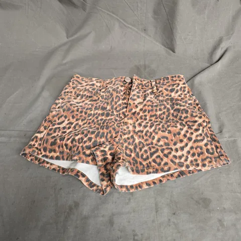 NOBODY'S CHILD LOLA LEOPARD MICRO SHORTS IN BROWN SIZE 8