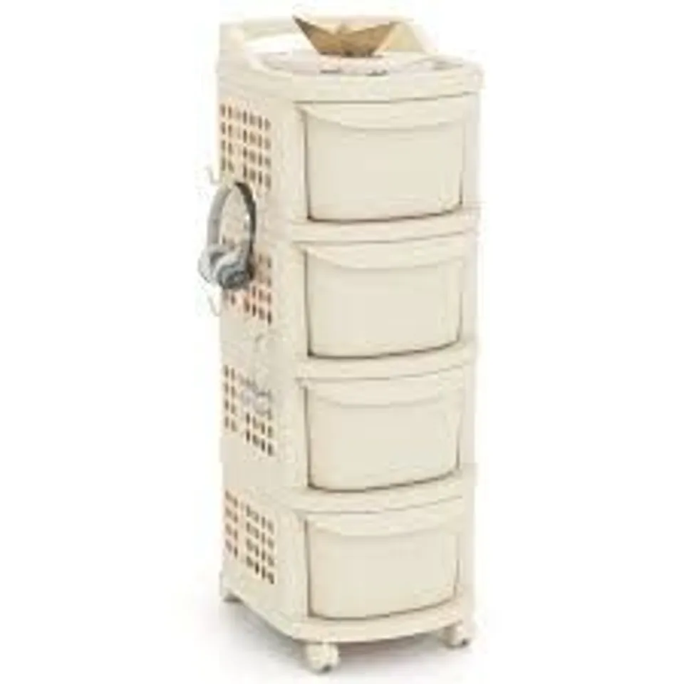 BOXED COSTWAY FLOOR-MOUNTED BATHROOM SHELF PLASTIC 38X32X86CM WHITE