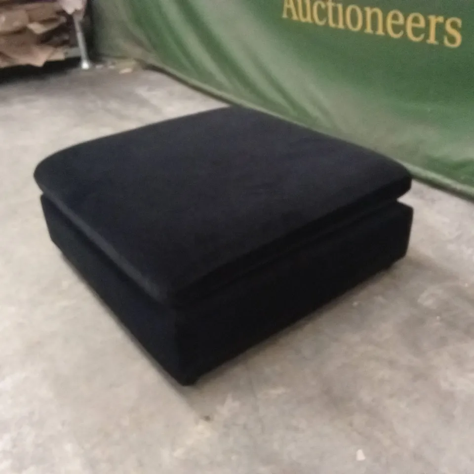 QUALITY DESIGNER ASHER BLACK VELVET FOOTSTOOL
