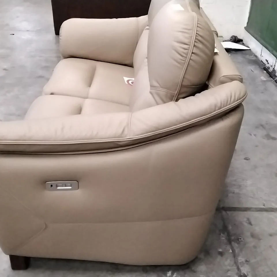 QUALITY BRITISH DESIGNER G PLAN MANUFACTURED JACKSON 2 SEATER ELECTRIC RECLINER DBL SOFA  - CAMBRIDGE SAND LEATHER